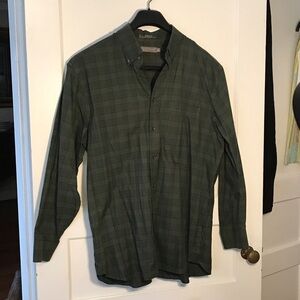 Daniel Cremieux Signature Dark Green 100% Cotton Checkered Shirt Sz Large Men’s